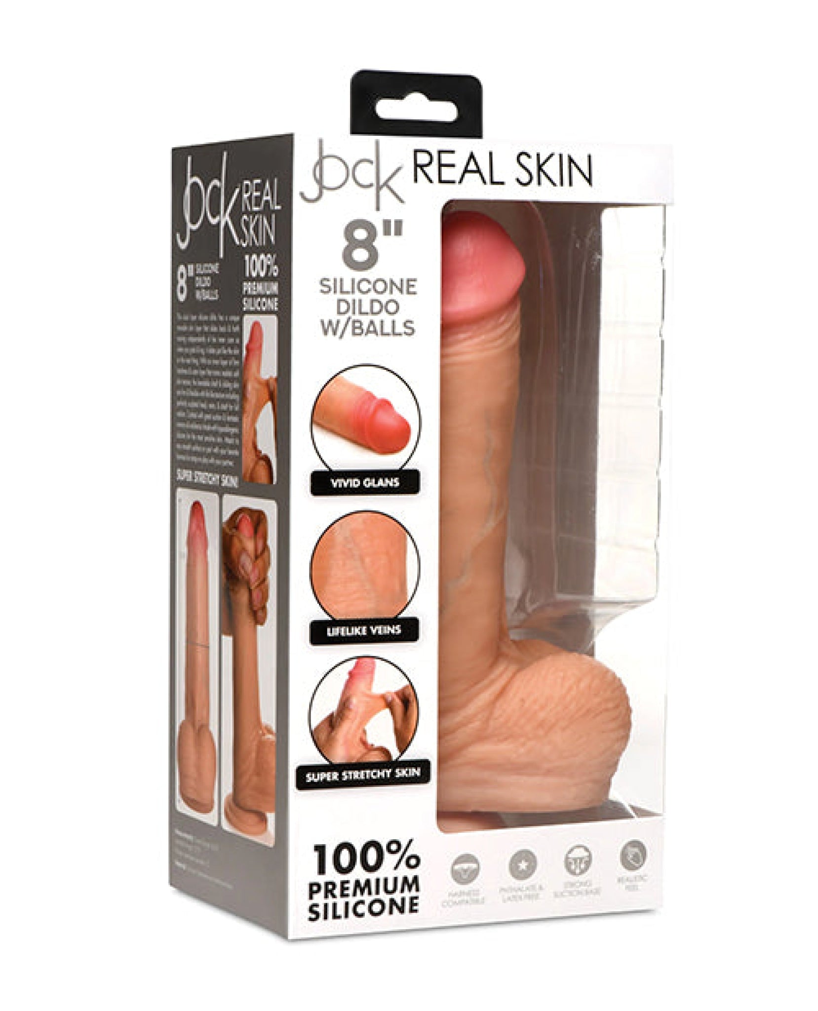 Curve Toys Jock Real Skin Silicone 8" Dildo w/Balls Curve Toys C/o Xr