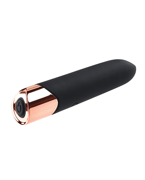 Gender X The Gold Standard Rechargeable Silicone Bullet - Black/Rose Gold Evolved Novelties INC