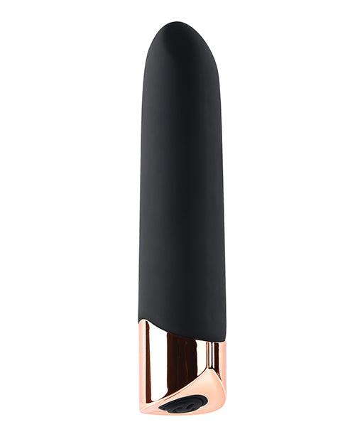 Gender X The Gold Standard Rechargeable Silicone Bullet - Black/Rose Gold Evolved Novelties INC