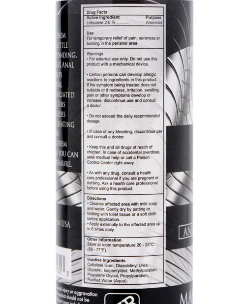 Master Series Ass Relax Desensitizing Lubricant - 4.25 oz Xr LLC