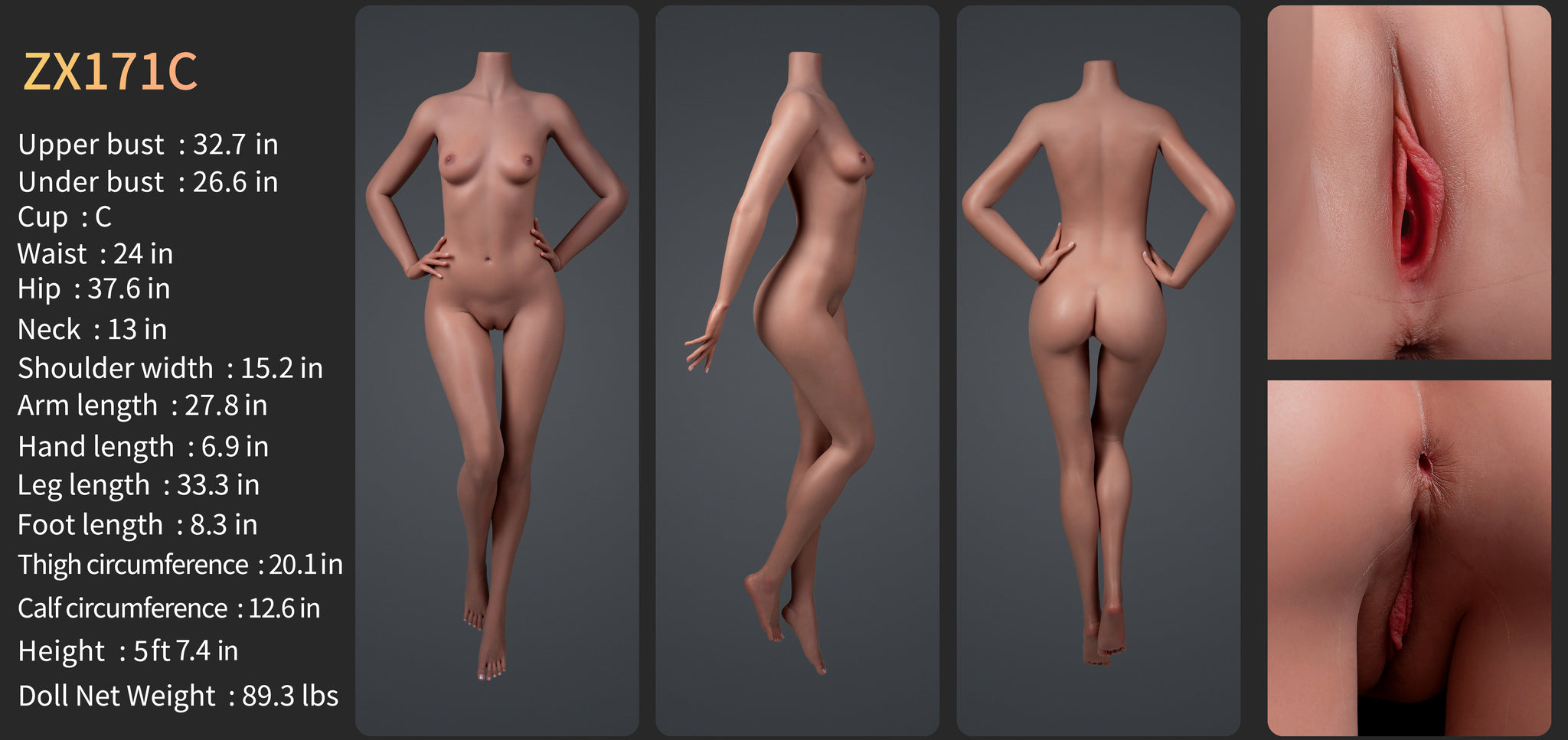 Gwyneth Premium Silikonowa głowa (ruchoma szczęka) + SLE Body Body Sex Doll - Zelex® [USA