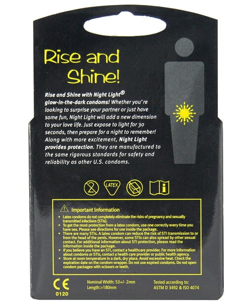 Night Light Glow In The Dark Condom - Box Of 3 Night Light