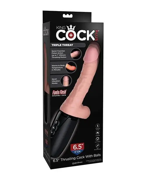 King Cock Plus Thrusting, Warming & Vibrating 6.5" Triple Threat Dong Pipedream®