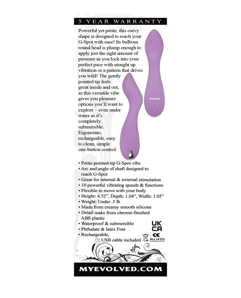 Evolved Lilac G Petite G Spot Vibe - Purple Evolved Novelties INC