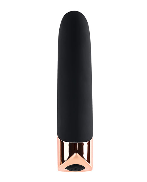 Gender X The Gold Standard Rechargeable Silicone Bullet - Black/Rose Gold Evolved Novelties INC