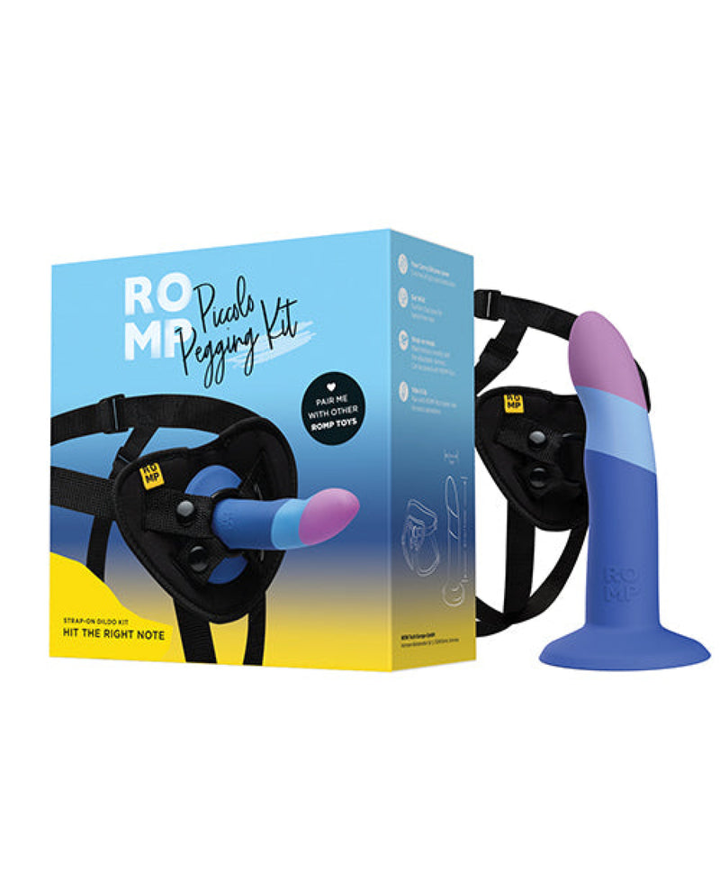 ROMP Piccolo 3 Color 5.5" Dildo Pegging Kit - Blue Wow Tech