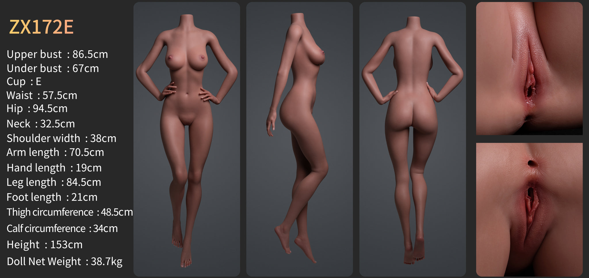 Jasmine Premium Silicone Head (Κινητό σιαγόνα) + SLE Body Sex Doll - Zelex® [ΗΠΑ Stock]