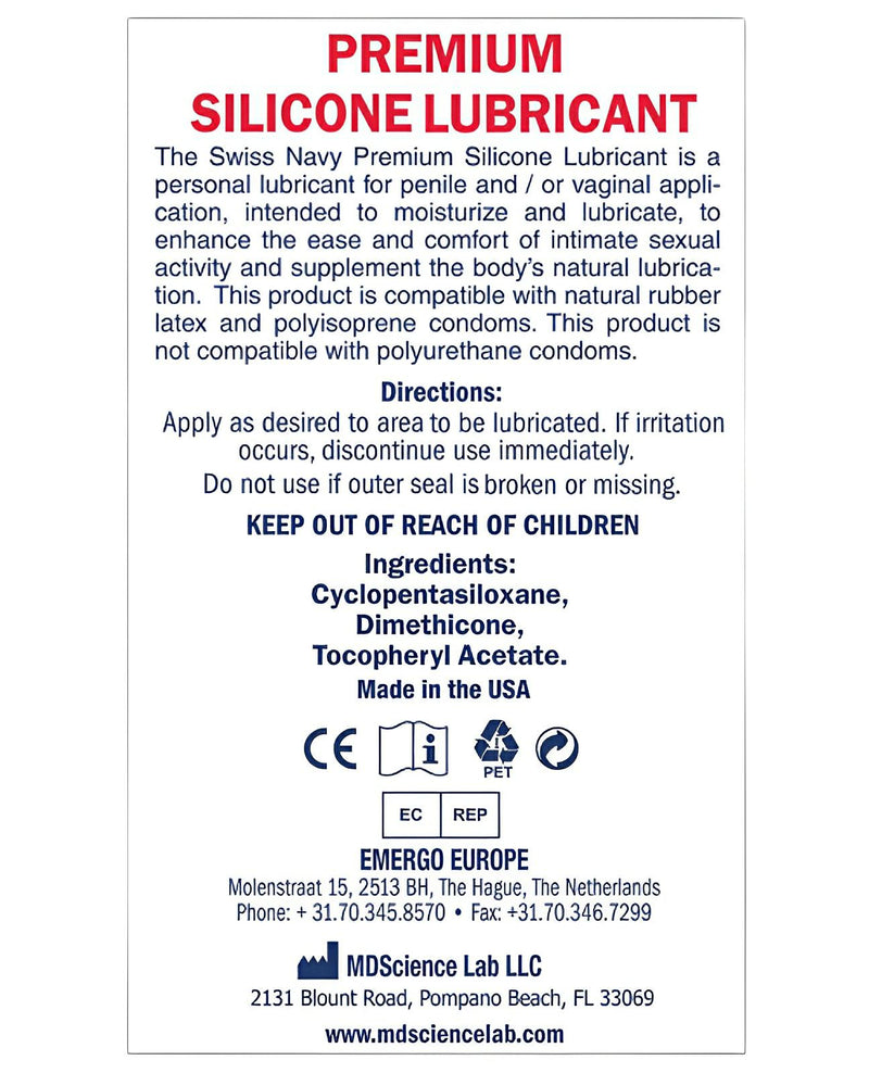 Swiss Navy Lube Silicone - Luxurious Personal Lubricant Swiss Navy